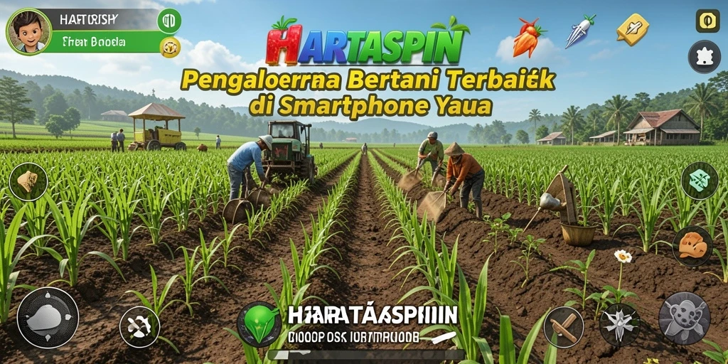 Gameplay menarik HARTASPIN yang menunjukkan aktivitas bertani.