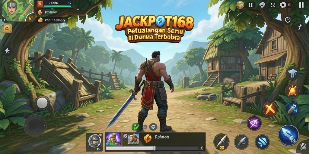 Screenshot gameplay JACKPOT168 menampilkan eksplorasi dunia terbuka yang luas.