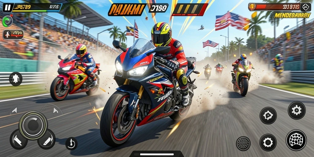 Tampilan gameplay seru di balapan motor JP6789.
