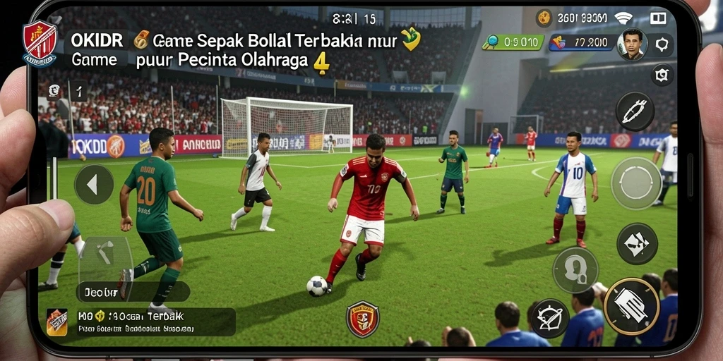 Tampilan gameplay menarik dari OKIDR dengan aksi sepak bola yang mendebarkan.