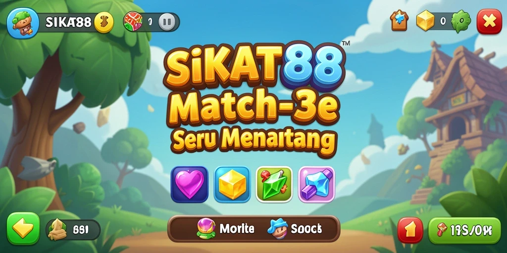 Tampilan gameplay seru dari SIKAT88 dengan berbagai tantangan Match-3.